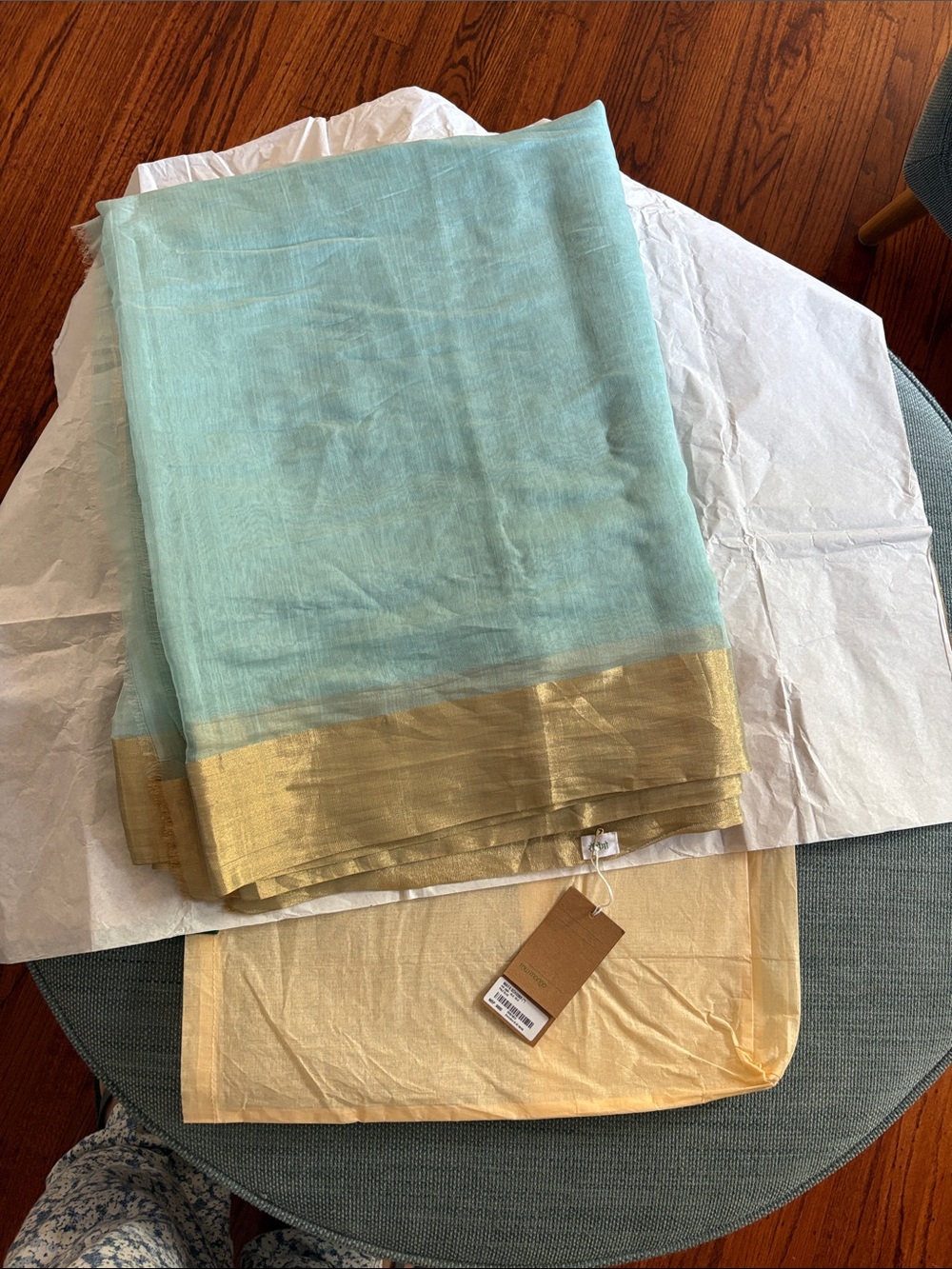 Raw Mango Rare Pale Blue Sari - NWT